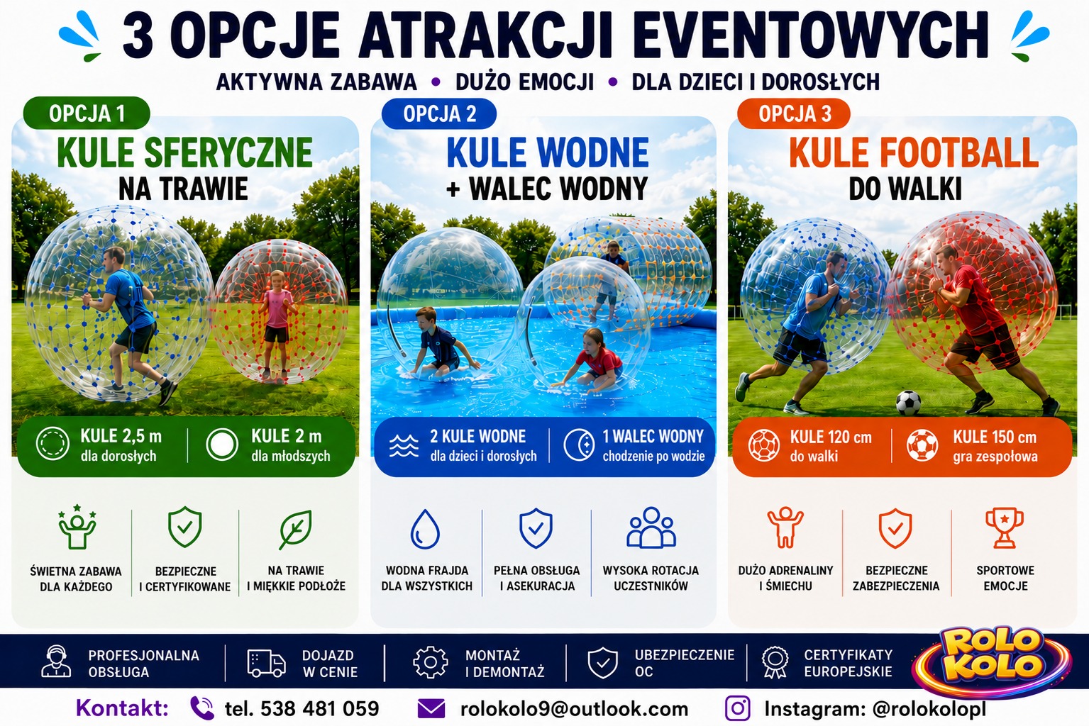 3 opcje atrakcji eventowych Rolo Kolo